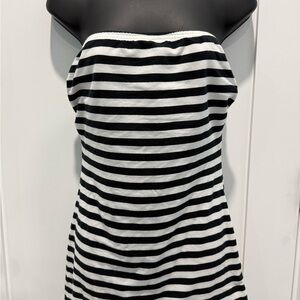 Black & White Strapless Stripe Top L